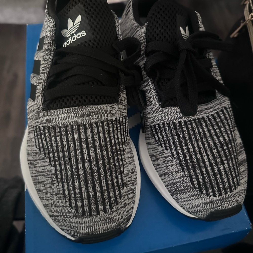 Adidas Knit Pattern Black and White Shoes